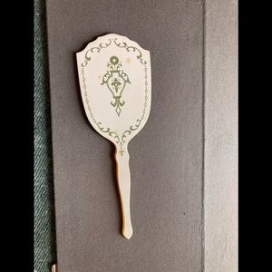 Vintage Pereline hand mirror pink & yellow